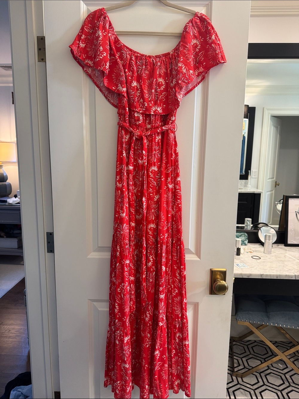 Flying Tomato Red Floral on or off the shoulder Maxi Dress